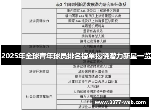 2025年全球青年球员排名榜单揭晓潜力新星一览